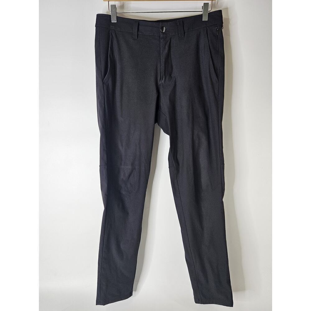 LULULEMON COMMISSION SLIM Mens 30/30 Black Charcoal Flat Front Stretch Pants